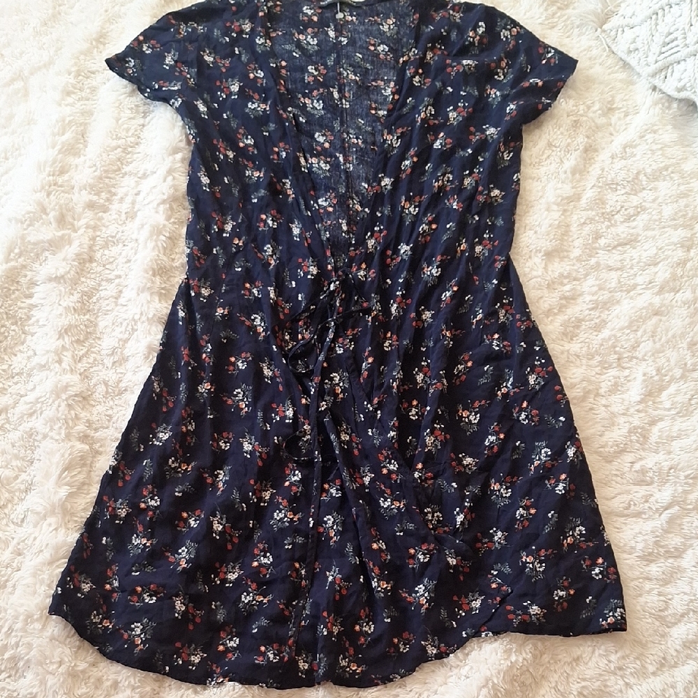 Brandy Melville Floral Navy/Red/White Women's Wrap Dress SIZE S/P